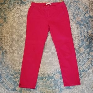 Red stretch ankle length pants